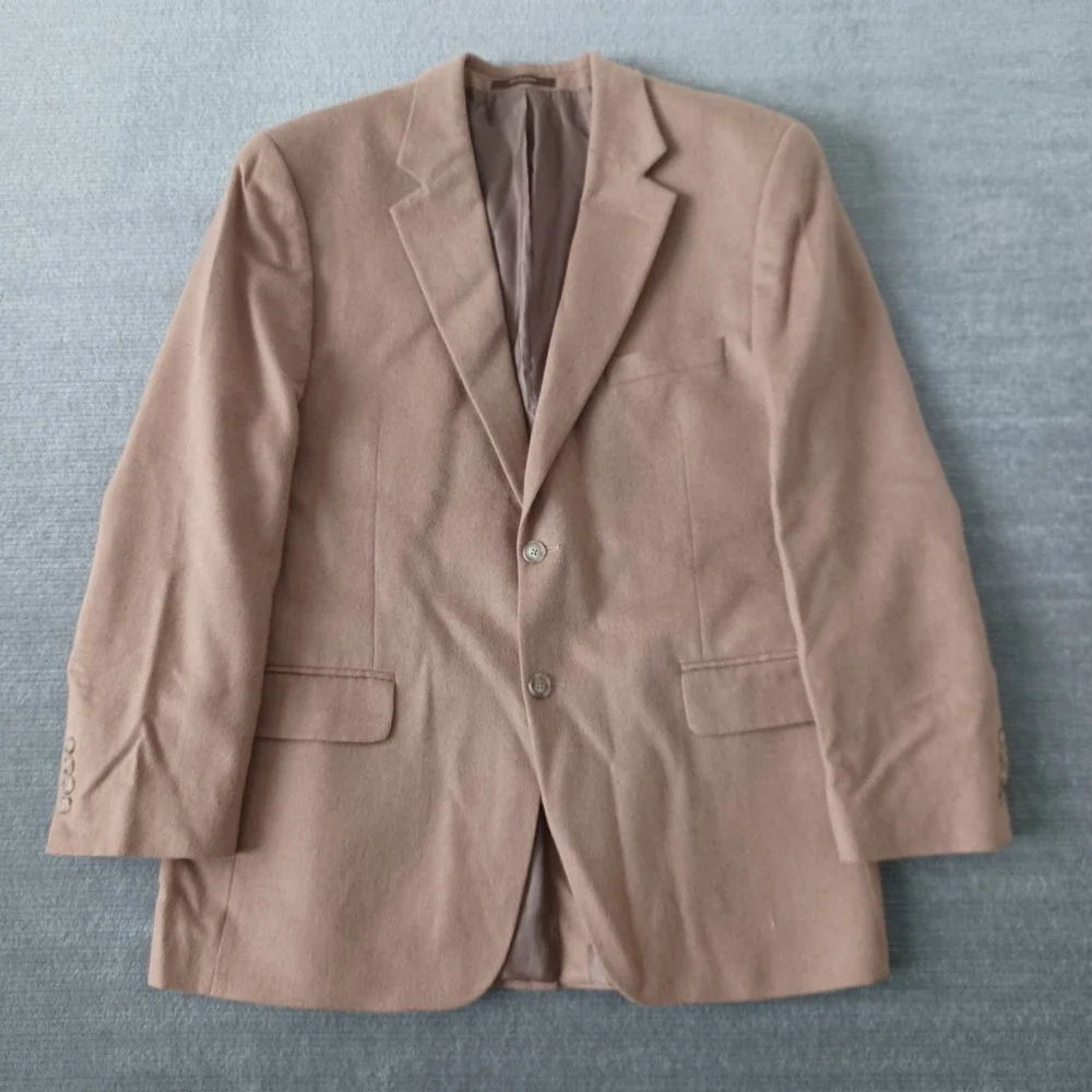 Jos A Bank Cashmere Sport Coat Mens 42S Beige Single Breast Casual Academic